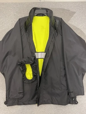 Jaqueta de chuva reflexiva reversível média azul alta visibilidade/preta com tampa - Imagem 1 de 4