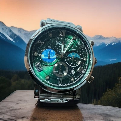 Coreografía CHENXI, fase lunar, fecha, esfera cielo, acero inoxidable, 45 mm, con resolución, hombre Foto 1 de 4