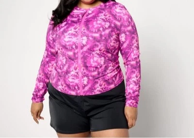 Cárdigan de natación Kim Gravel Frambuesa Tie Dye talla Plus 22 cremallera frontal A629520 nuevo sin etiquetas Foto 1 de 4