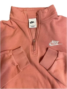 Nike Youth Girls Pink 1/4 Zip Cropped Sweatshirt Size Large Preppy Logo School - Picture 1 of 9