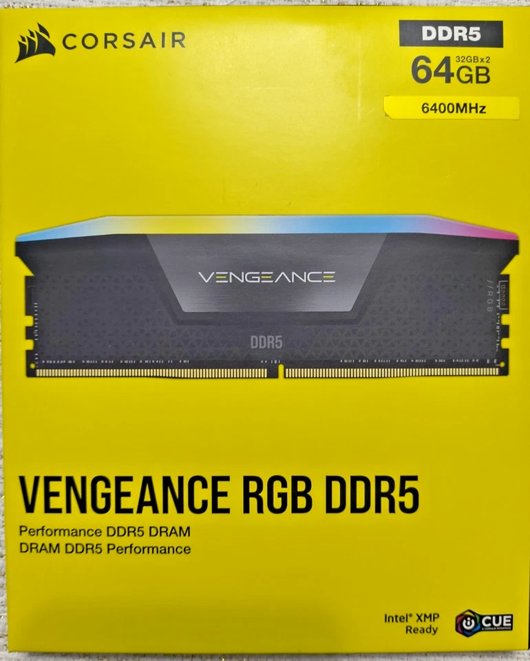 CORSAIR - VENGEANCE RGB 64GB (2x32GB) DDR5 6400MHz C32 UDIMM Desktop RAM - Image 1 of 2
