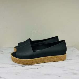 Sandalias sin cordones Melissa Puzzle Peep Toe de cuero negro para mujer talla 8” - Imagen 1 de 9