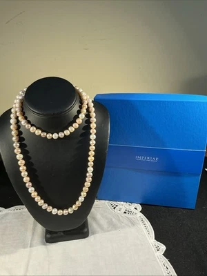 "COLLAR DE PERLAS IMPERIAL MULTICOLOR DE AGUA DULCE BROCHE DE PLATA 925 35"" NUEVO EN CAJA" Foto 1 de 4