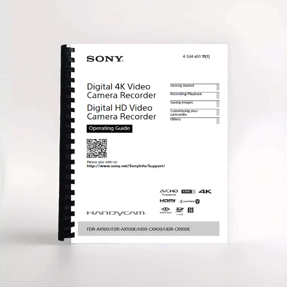 Owners Manual for Sony FDR-AX100 Video Camera - Image 1 of 1