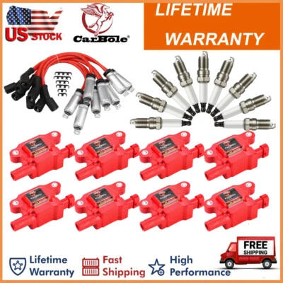 8 set UF413 Ignition Coils 41-962 Spark Plug Wires Kit For Chevy GMC 5.3L/ 6.0L - Image 1 of 4
