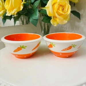 Terramoto Ceramic Spring Easter Bunny's Carrot 2 Small Dipping Sauce Bowl Set - Picture 1 of 9