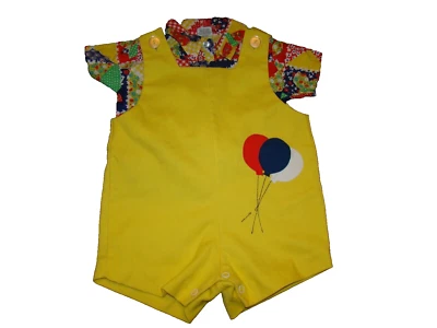 Camisa Mameluco De Colección Fawn Togs Niños 12 Meses Globo Retazos Jon Jon Shortall Foto 1 de 4