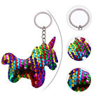  5 Pcs Key Chain Ring Holder Glitter Keychain Unicorn Bag Animal Sequin Sequins