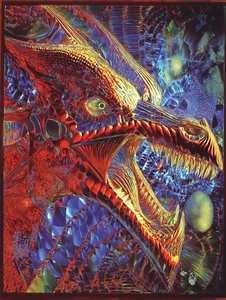Fractal Fiery Dragon Head Psychedelic Art Poster 18x24in - Picture 1 of 1