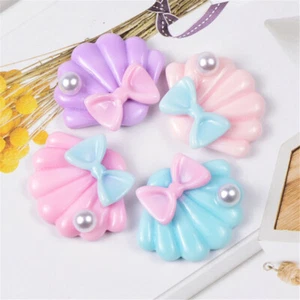 20 pcs Resin Faux Pearl Bow Decor Shells Embellishments Flat Back Decor 24x30mm - Picture 1 of 11