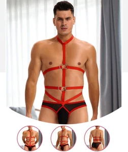 Männer Sexy Harness Neckholder Body Fetisch Outfit Sexy Herren Unterwäsche Tanga String - Bild 1 von 7