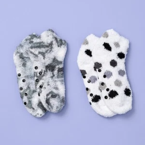 More Than Magic Girls' Gray - Black - White 2pk Cozy Slipper Socks XS/S 9-1 - Picture 1 of 1