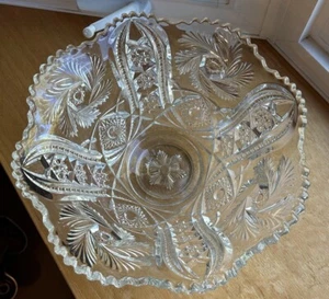 Vintage L. E. SMITH Galaxy Stars Pinwheel Pressed Glass Punch Bowl 13 3/4” - Picture 1 of 9
