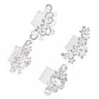  4 Pcs Lotus Tealight Candle Holder Hair Comb for Bride Alloy