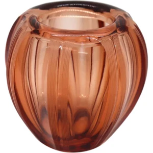 1920s Small Bohemian Moser Blown Amber Glass Amber Globe Bud Vase 3.5" Urn - Picture 1 of 7