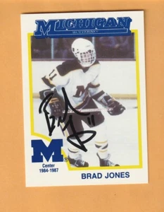Tarjeta firmada por Brad Jones Michigan Wolverines 1991 automática Philadelphia Flyers 6M - Imagen 1 de 2