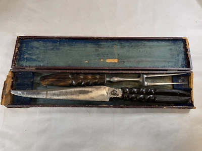 1860's Picault Paris Large Shears and Fork Set in Original Monogramed Box - Image 1 of 4