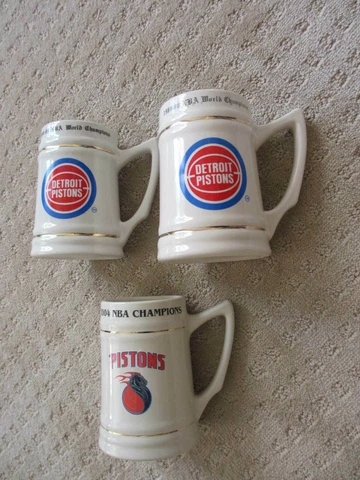 Vintage NBA Detroit Pistons Set of 3 NBA Champions Steins 1988-89 1989-90 2004 Cover