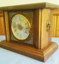 Hand Crafted Wood Mantel Mantle Clock Brass Lion Head Hermle 2100 Quartz 202 747