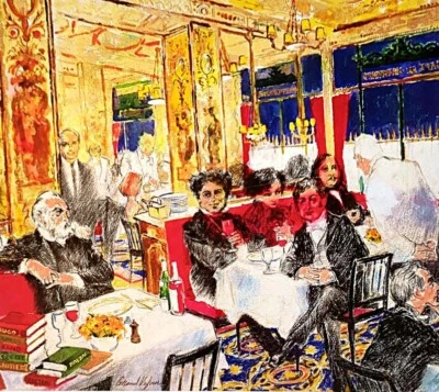 LeRoy Neiman GRAND VEFOUR Restaurante de Alta Comida Vintage Arte Impresión Libro 255 Foto 1 de 4