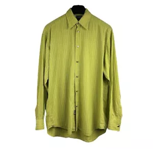 Vintage Versace Jeans Couture Men’s Green Striped Button Up Dress Shirt - Size S - Picture 1 of 9