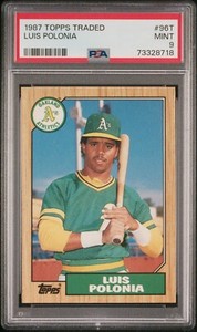1987 Topps Traded Luis Polonia RC #96T - PSA Mint 9 - Oakland Athletics - POP 1