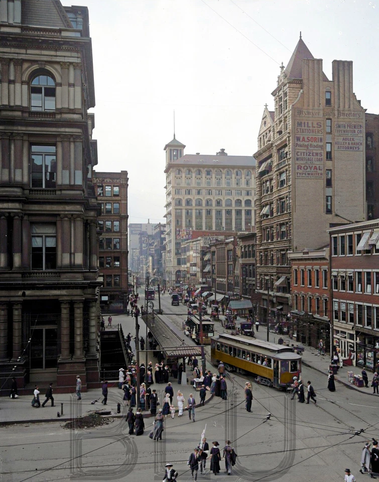 Impresión fotográfica de 11 x 14" Main Street from Fountain Square, Cincinnati, Ohio 1910 Foto 1 de 1