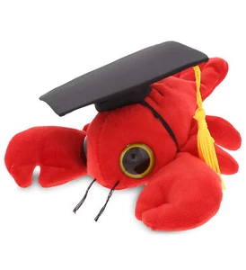 DolliBu Big Eye Lobster Graduation Plush Toy with Graduation Gown & Cap - 6" - Picture 1 of 6