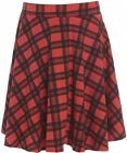 New Womens Plus Size Tartan Check Block Stretch Band Flared Skater Skirts 14-28