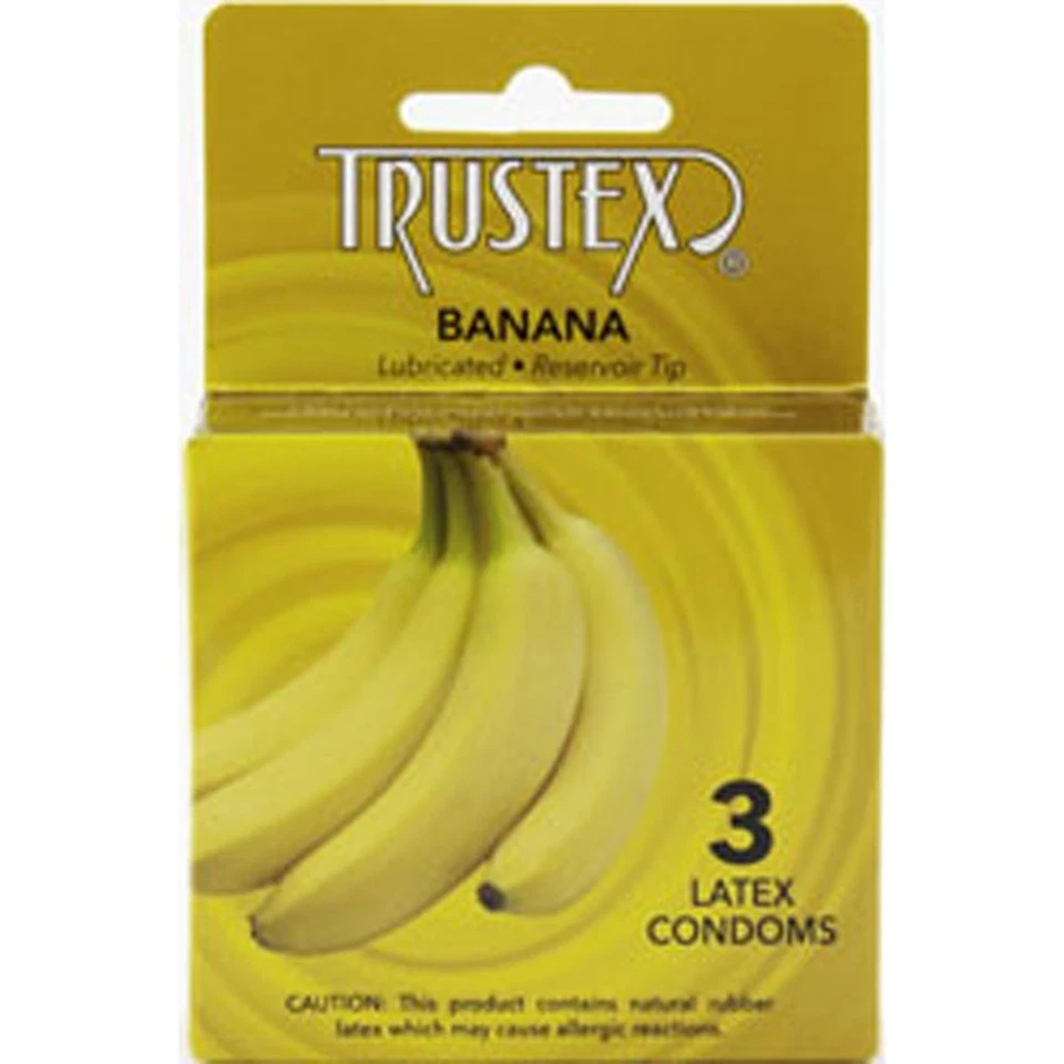 Condones lubricados con sabor Trustex - Paquete de 3 - Plátano Foto 1 de 1