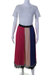 Self-Portrait Womens Pleated Colorblock Zip Up Maxi Dress Multicolor Size 4 - Picture 1 of 7
