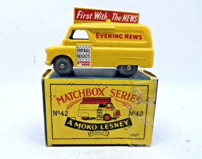 Matchbox Lesney 42a Bedford Evening News Van, M.Wheels, Estado perfeito em BOA CAIXA. - Imagem 1 de 4