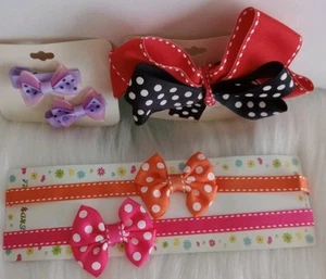 Set Girl's Hairbows & Headbands Polka Dot Theme Party School Bows NIP - Picture 1 of 4