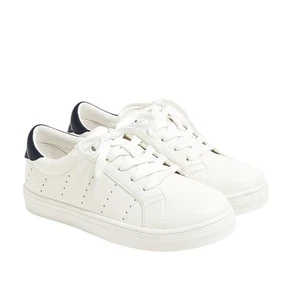 J. Zapatillas con cordones Crewcuts Factory para niñas blancas azules talla 1 - Imagen 1 de 9