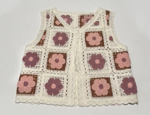 Mädchen unbarned Handarbeit Häkel Weste Blumen Größe Large (10/12) mehrfarbig  - Bild 1 von 5