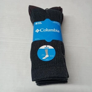Columbia Men's Crew Socks Sizes 6-12 4 Pack Black Heather Moisture Wicking - Picture 1 of 4