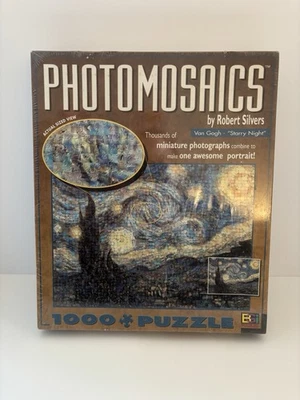 NOVO 1000 peças quebra-cabeça fotomosaicos por Robert Silvers Van Gogh "Noite Estrelada" - Imagem 1 de 4