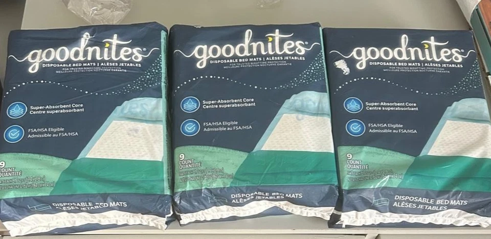 Alfombrillas desechables Goodnites almohadillas para mojar la cama para niños y niñas 27 CUENTAS Foto 1 de 4