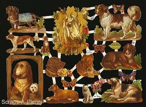 German Embossed Vintage Style Scrap Die Cut Relief - Stunning Dogs EF7187 - Picture 1 of 1
