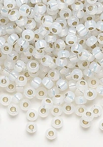 Seed bead, Miyuki, glass, translucent silver-lined opal 250g Package 8 rocaille - Picture 1 of 1