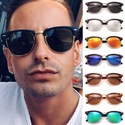 Retro Vintage Classic Half Rim Semi Rimless Square Oval Men Women Sunglasses↗ - Image 1 of 4