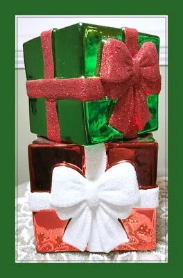 Bath & Body Works Stacked Presents Pedestal 3-Wick Candle Holder Christmas - Image 1 of 4