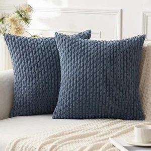 Pack of 2 Blue Pillow Covers Decorative Throw Pillow Covers 18x18 Inch for Couch - Picture 1 of 6
