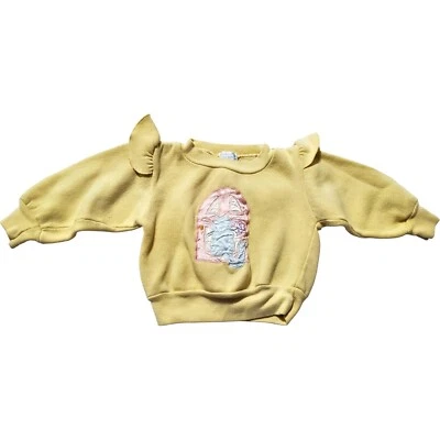 Sudadera De Colección Años 90 Bebé All Mine Amarillo Satinado Gatito Gatito Talla 18 Mo  Foto 1 de 4