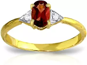 Anillo de oro sólido de 14 K de 0,46 quilates con diamantes genuinos granate natural de forma ovalada - Imagen 1 de 5