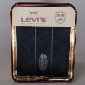 Levi's Cartera Doble Plegable Cuero Recubierto Negro Protección RFID 31LP220052 - Imagen 1 de 5