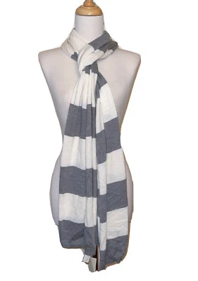 Ann Taylor Wool Blend Stripe Blanket Scarf Gray Rectangle 22x76 MSRP $44.50 NEW - Image 1 of 4