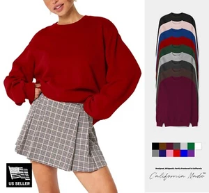 Womens Ultimate Heavyweight Sweatshirt Oversized Fleece Pullover Sweater XS-5XL - Picture 1 of 28
