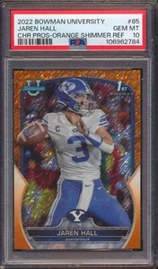 2022 BOWMAN CHROME UNIVERSITY JAREN HALL ORANGE SHIMMER REFRACTOR /25 PSA 10! - Picture 1 of 2