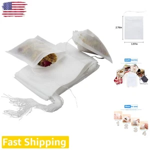 Disposable Tea Filter Bags - 400 Pack, Muslin Drawstring Seal, 2.76" x 1.97" - Picture 1 of 10